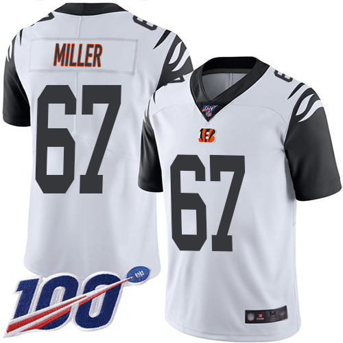 Cincinnati Bengals Limited White Men John Miller Jersey NFL Footballl #67 100th Season Rush Vapor Untouchable